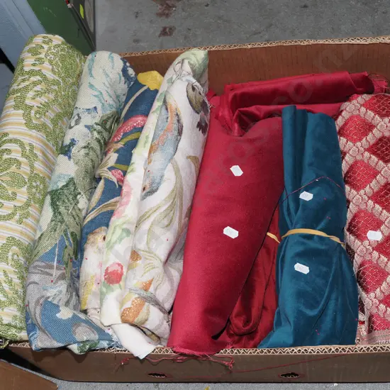 box; fabric pieces