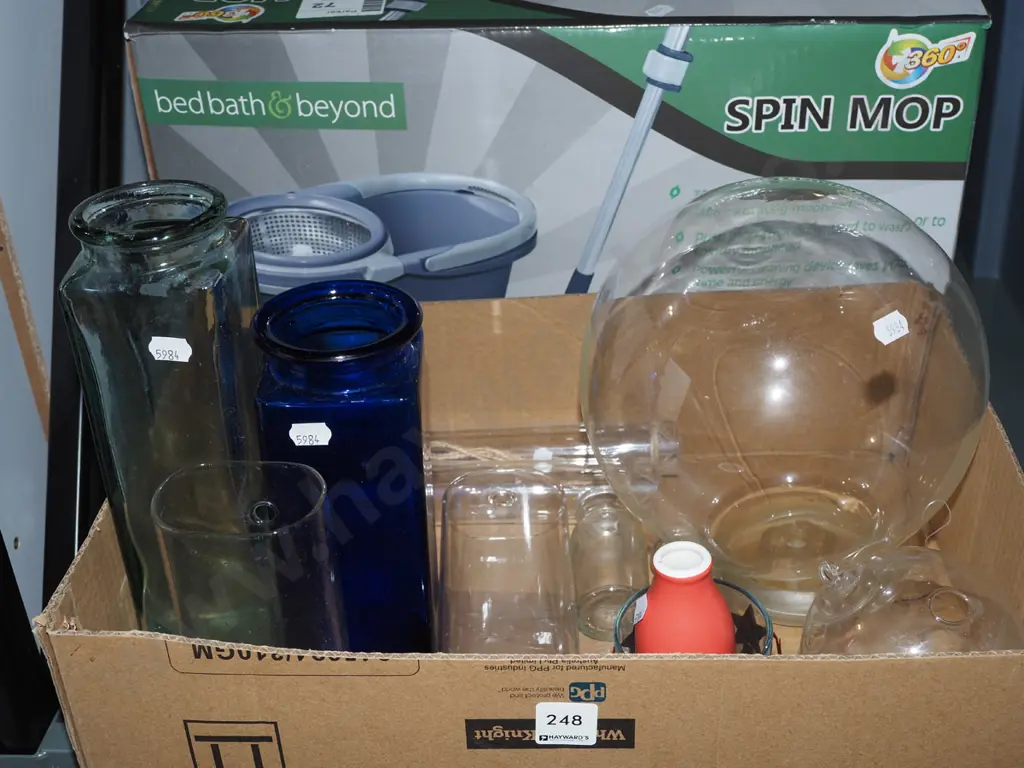 box; glassware, globes, canisters, glasses etc Image 1++