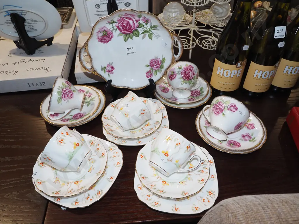 Royal Standard Queens Rose bowl, 3x trios, 3x Bell trios Image 1++