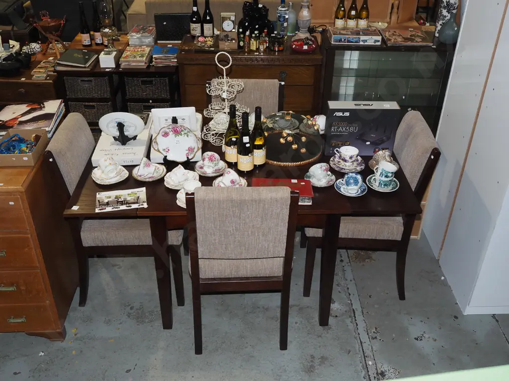 Otago Furniture Wanaka Range extending dining table with 4 matching chairs Extended H760 W1515 D900 Image 1++