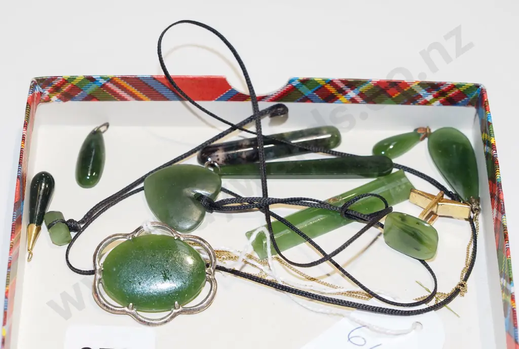 tray of green stone jewellery Image 1++