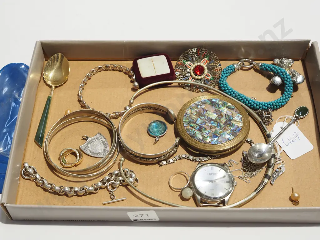 tray; spoons, bracelets, part watch etc Image 1++