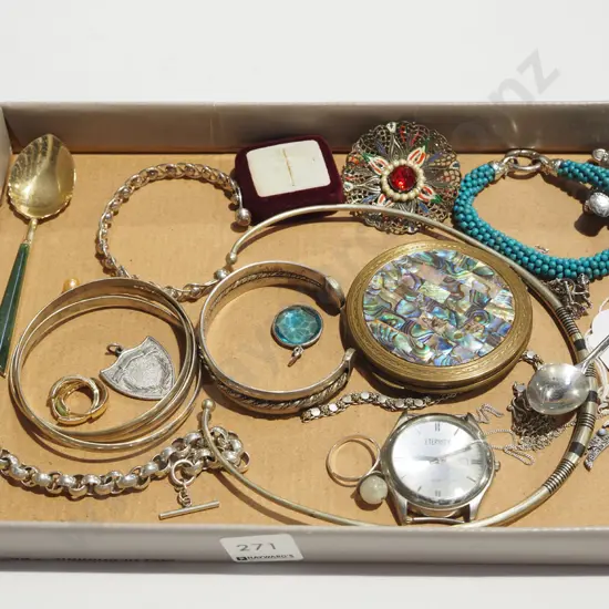 tray; spoons, bracelets, part watch etc