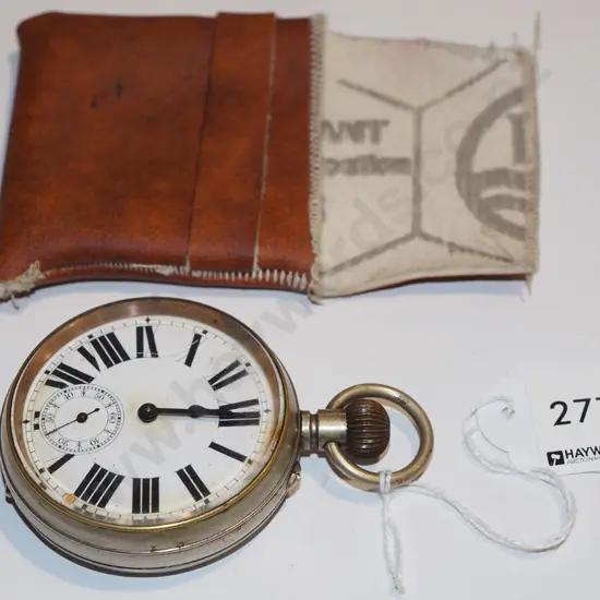 large heavy pocket watch and vinyl case (working condition unknown)