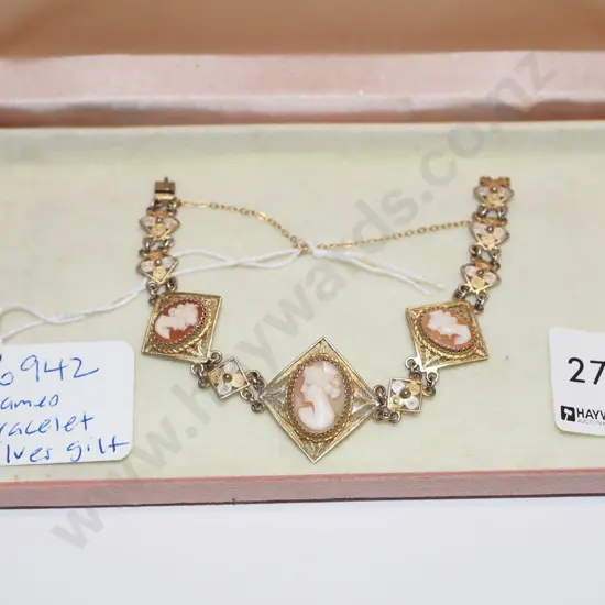 silver gilt cameo bracelet