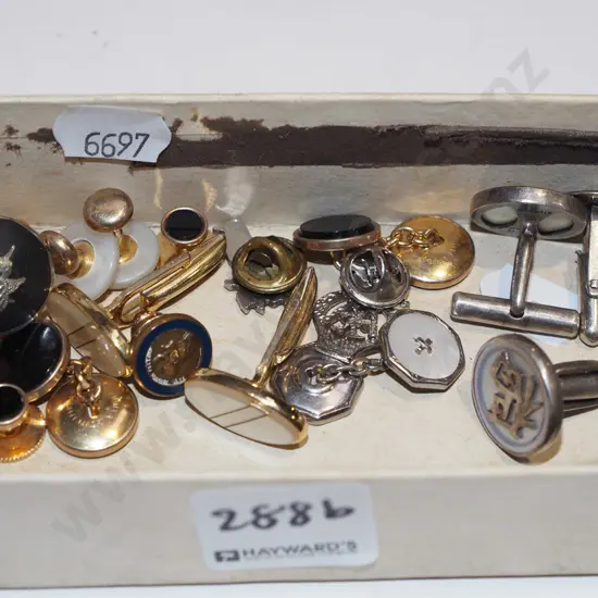 box of cufflinks - 2 pairs are sterling silver