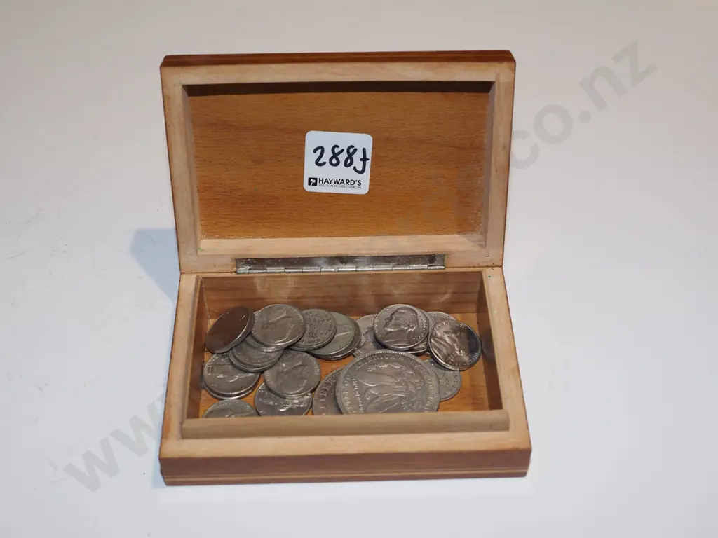 wooden trinket box of coins Image 1++