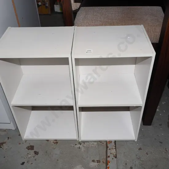 2x small mdf melteca bookcases H550 W300 D240