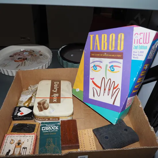 box; board games, cribbage scorer etc