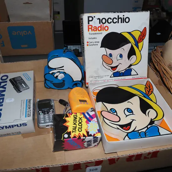 Pinnochio and Smurf radios, small cell phone dictaphone etc