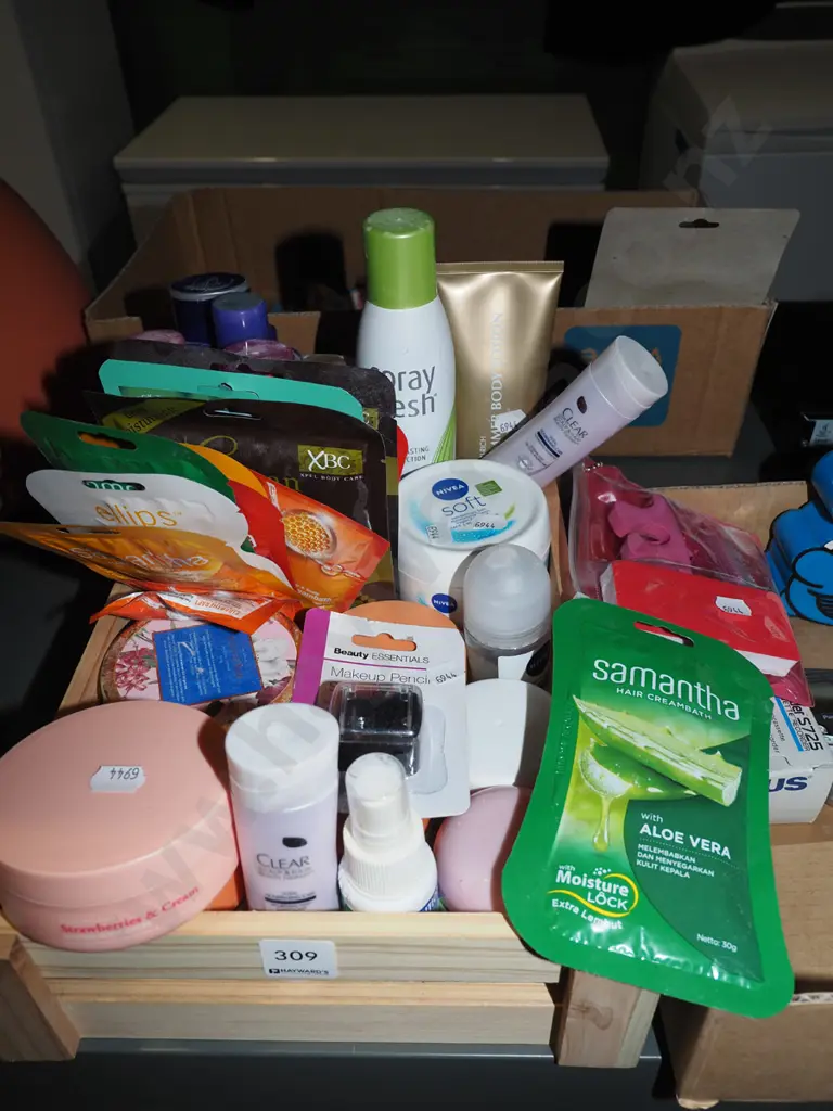 wooden crate of toiletries Image 1++