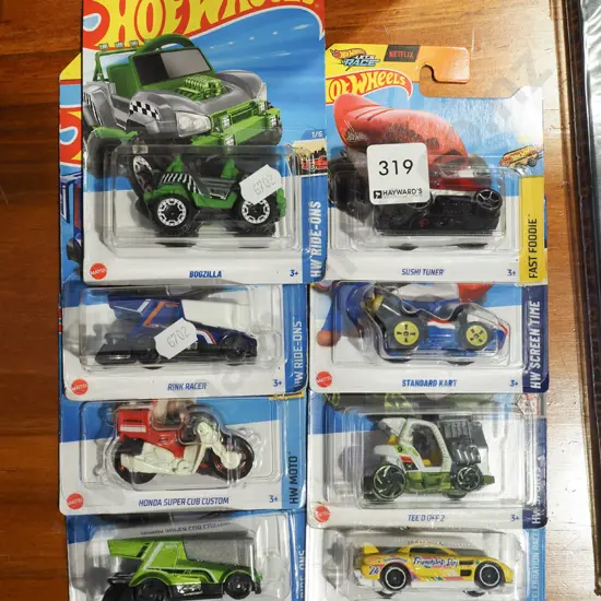 8x as new carded Hotwheels vehicles