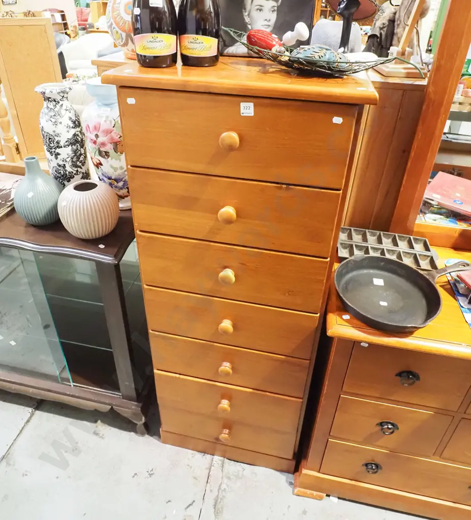 solid pine 7 drawer tallboy H1360 W540 D405 Image 1++