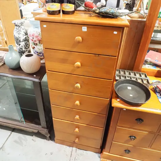 solid pine 7 drawer tallboy H1360 W540 D405