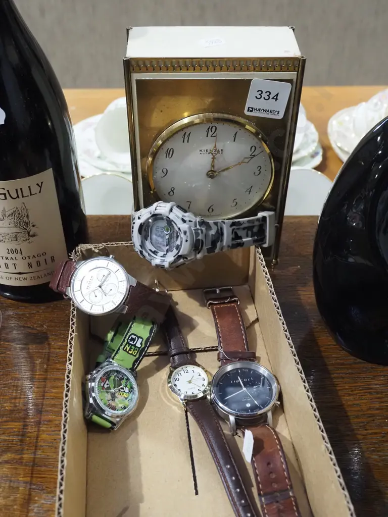 Kienzel mid century mantle clock, box of watches Image 1++
