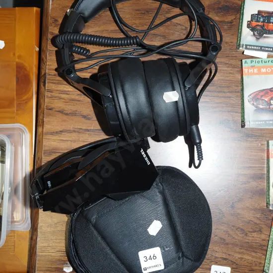 pair of Diesel headphones, pair of unbranded headphones