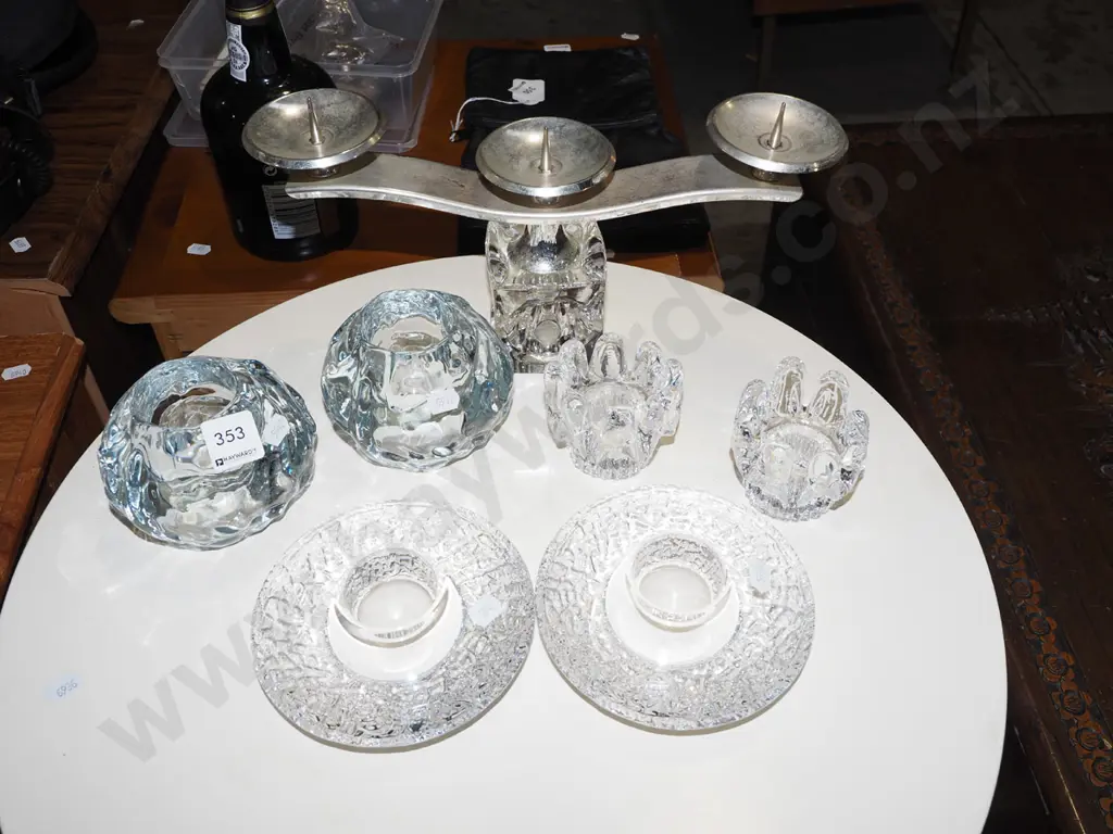 crystal and chrome candelabra and crystal candle holders Image 1++