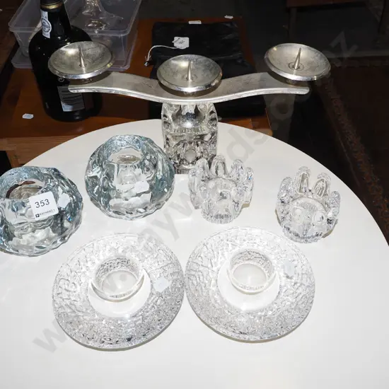 crystal and chrome candelabra and crystal candle holders