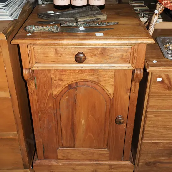 Indonesian hardwood single drawer bedside cabinet