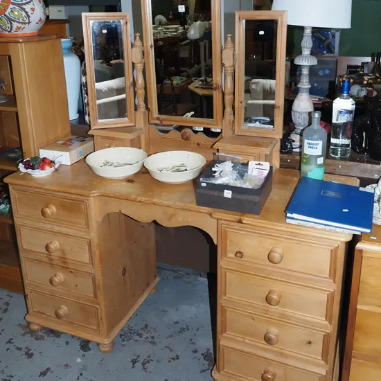 reproduction cedar 10 drawer mirror back dresser with 3x adjustable mirrors - some marks to surface 