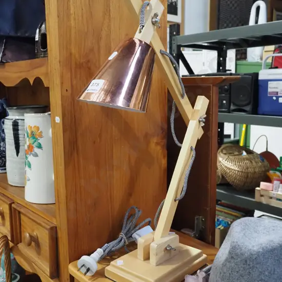 wood based anglepoise desk lamp