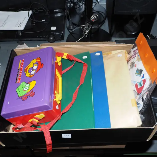box; stamp albums, first day covers, stamps etc