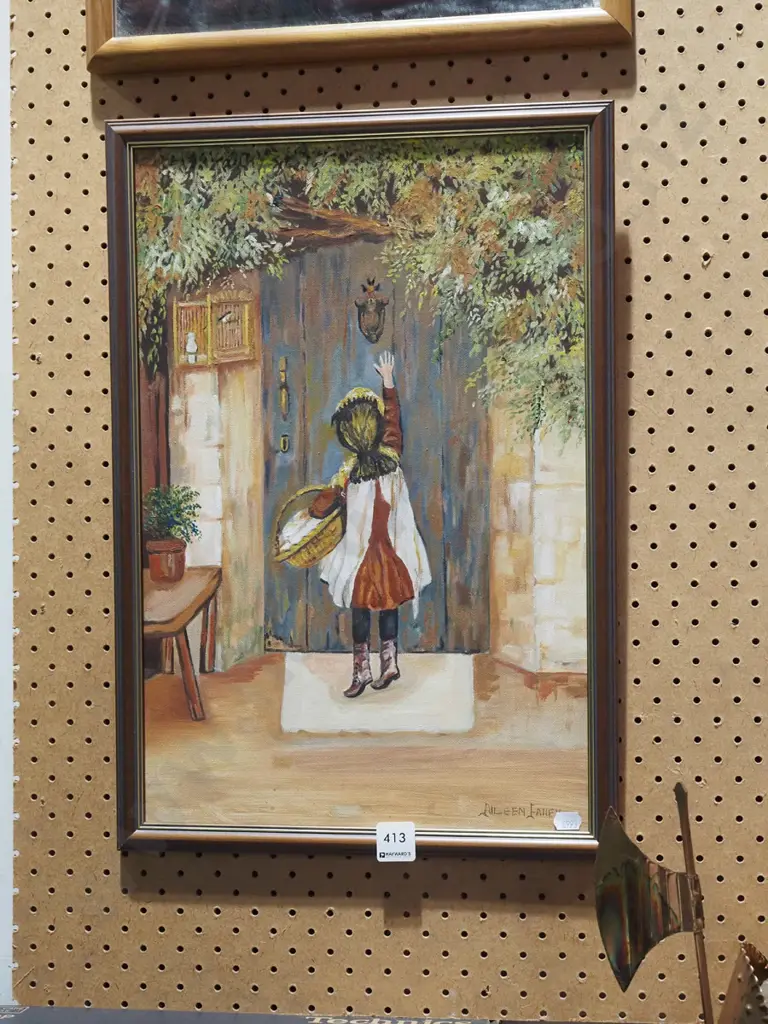 framed oil on board - little red riding hood Image 1++