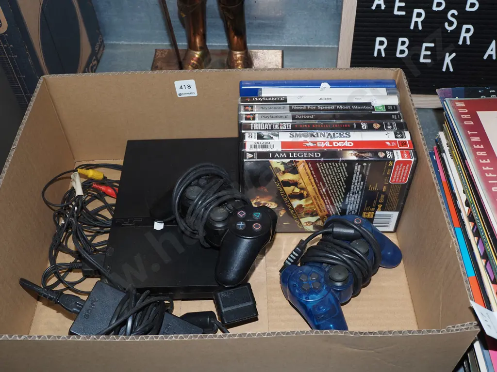 box; playstation 2, games and controllers Image 1++