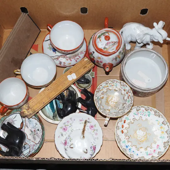 box; Asian part set, figurines, dishes etc
