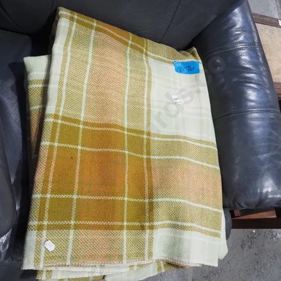 brown and green woollen blanket