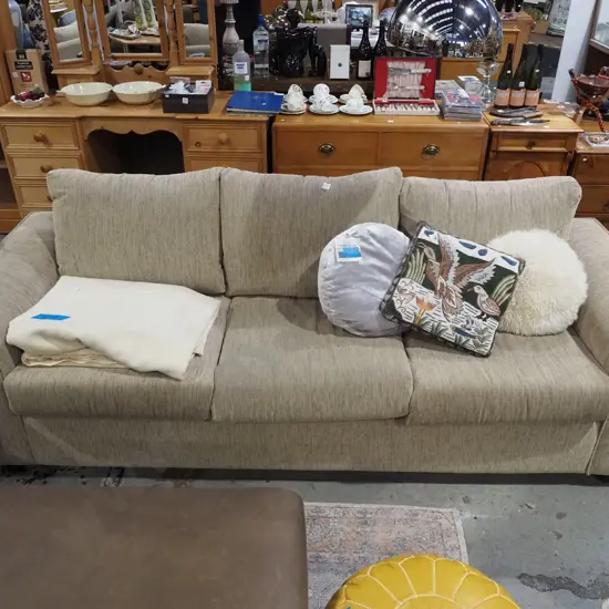Dunlop Living taupe fabric upholstered 3 seater settee