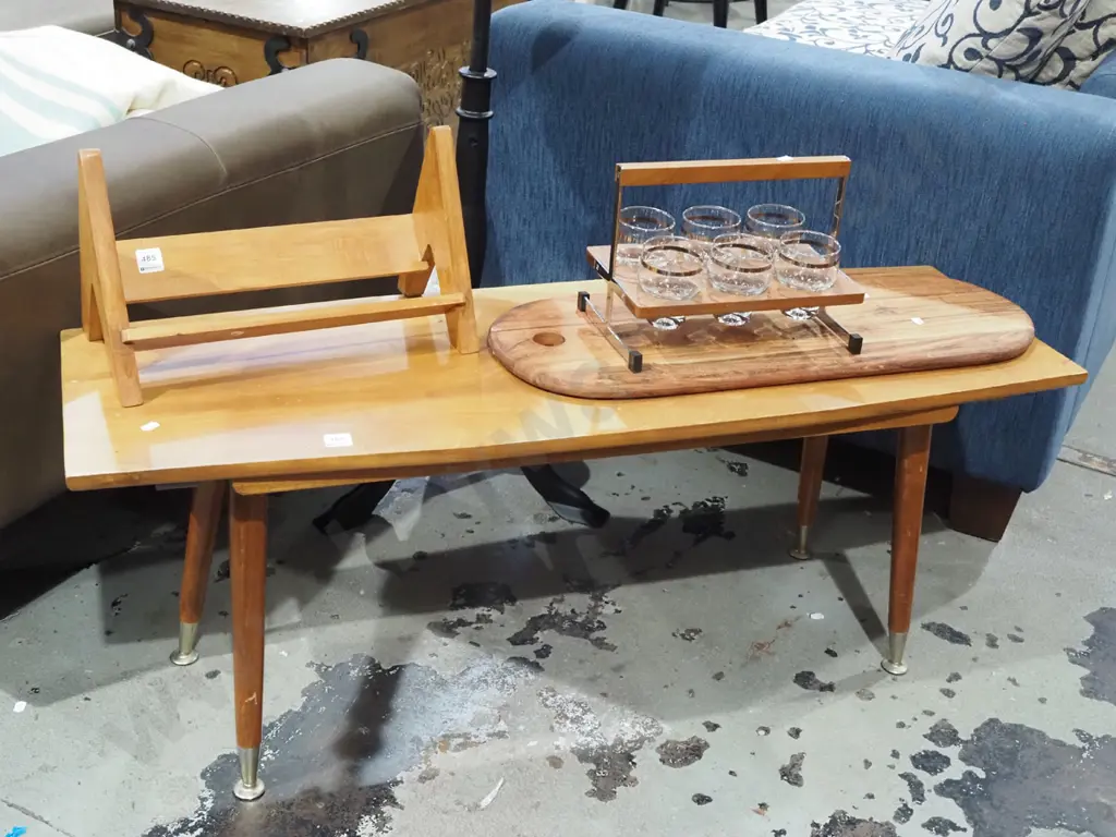 mid century mahogany coffee table H420 W1070 D370 Image 1++