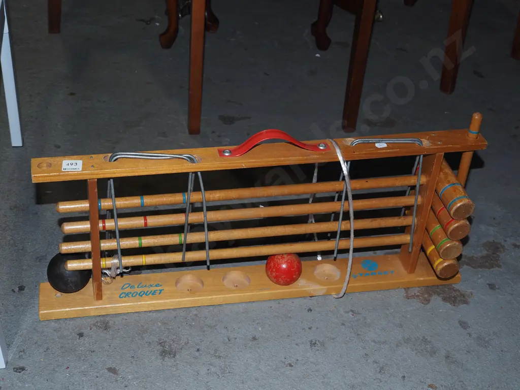 miniature childs croquet set - missing 2x balls Image 1++