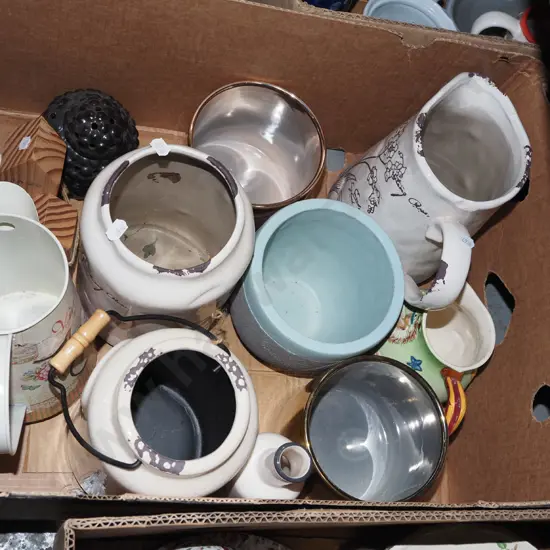 box; storage canisters, jardinieres, jugs etc