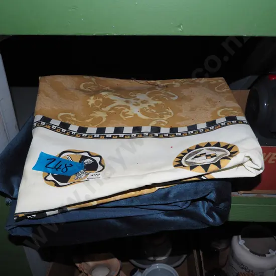 blue velvet and patterned fabric 
