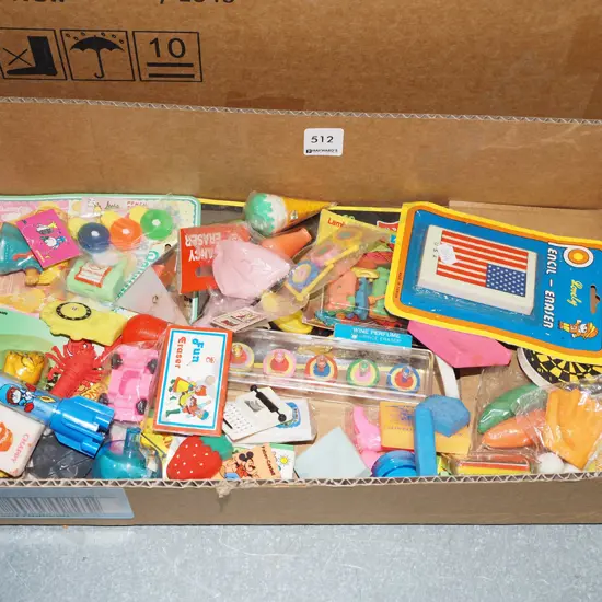 box of rubbers/erasers