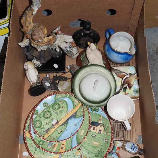 box; plates, vases, jug etc
