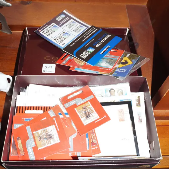 box; stamps, first day covers