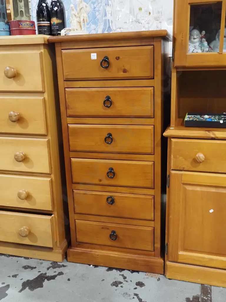 solid pine 6 drawer tallboy H1200 W535 D410 Image 1++