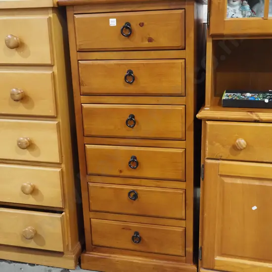 solid pine 6 drawer tallboy H1200 W535 D410