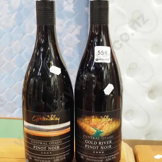 2x bottles Gibston Valley  pinot noir 2004, 2005