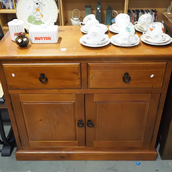 pine 2 drawer 2 door cupboard H790 W930 D400