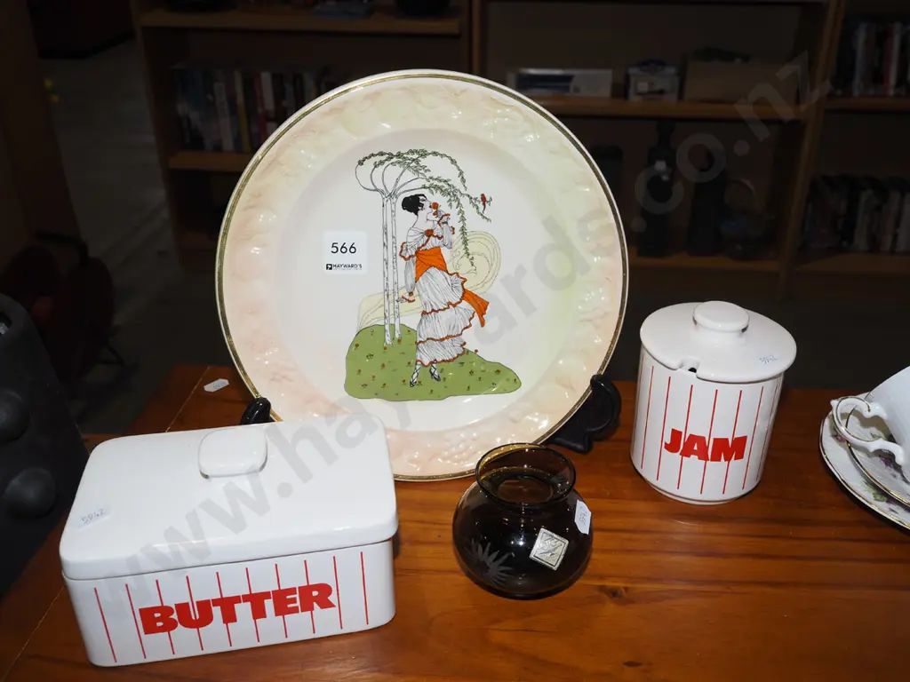 Royal Worcester Selena plate, jam and butter containers, glass vase Image 1++