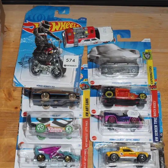 8x as new carded Hotwheels vehicles