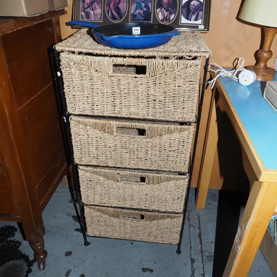 metal and seagrass shelves with 4 baskets H20 W410 D310