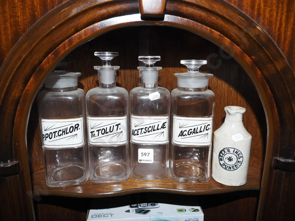 vintage chemist bottles, ink bottle Image 1++