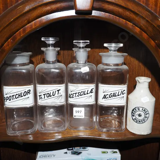 vintage chemist bottles, ink bottle