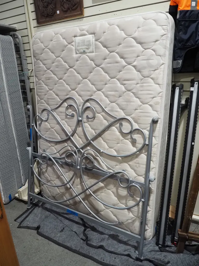 wrought metal double sized day bed with Sealey Napolean mattress Image 1++