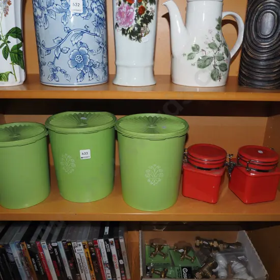 shelf of storage canisters