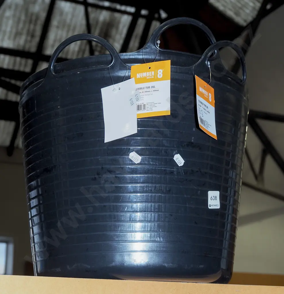 2x Number 8 black flexible 26L tubs Image 1++